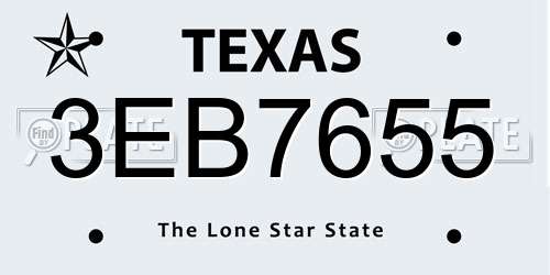 3EB7655 Texas License Plate