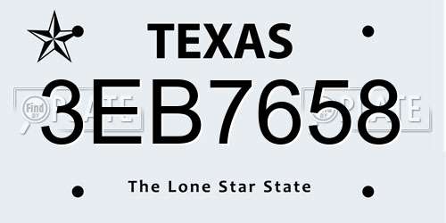 3EB7658 Texas License Plate