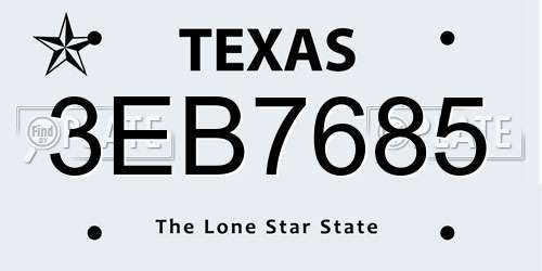 3EB7685 Texas License Plate