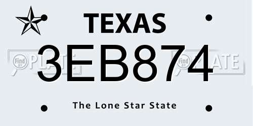 3EB874 Texas License Plate