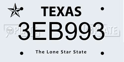 3EB993 Texas License Plate