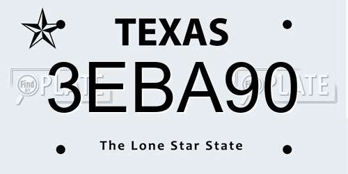 3EBA90 Texas License Plate
