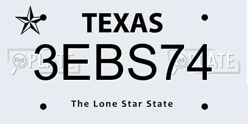 3EBS74 Texas License Plate