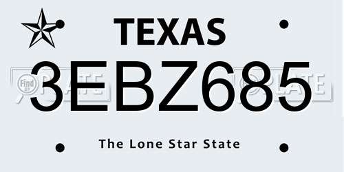 3EBZ685 Texas License Plate