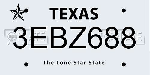 3EBZ688 Texas License Plate