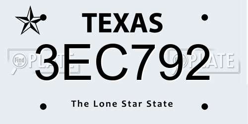 3EC792 Texas License Plate