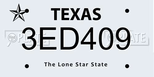 3ED409 Texas License Plate