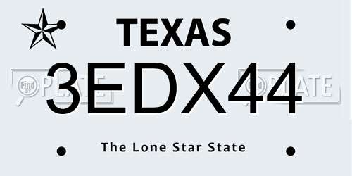 3EDX44 Texas License Plate
