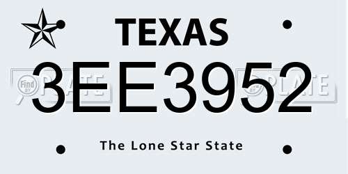 3EE3952 Texas License Plate