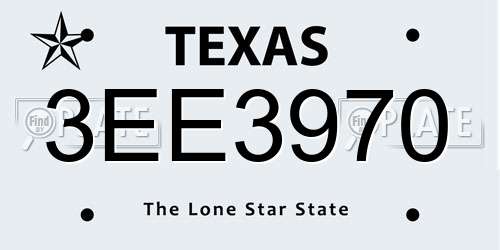 3EE3970 Texas License Plate