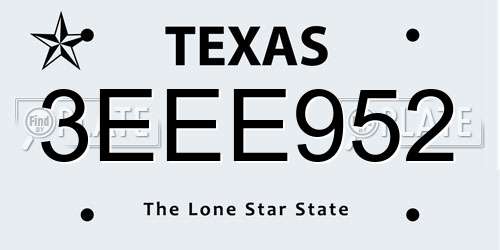 3EEE952 Texas License Plate