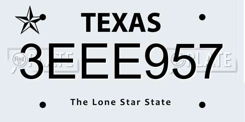 3EEE957 Texas License Plate