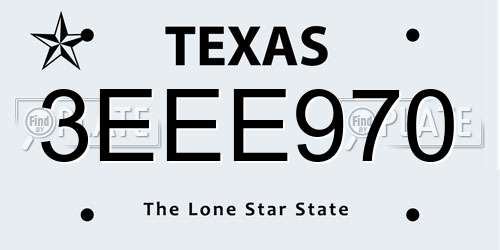 3EEE970 Texas License Plate