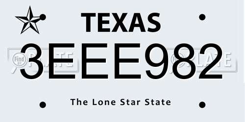 3EEE982 Texas License Plate