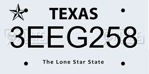 3EEG258 Texas License Plate