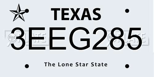 3EEG285 Texas License Plate