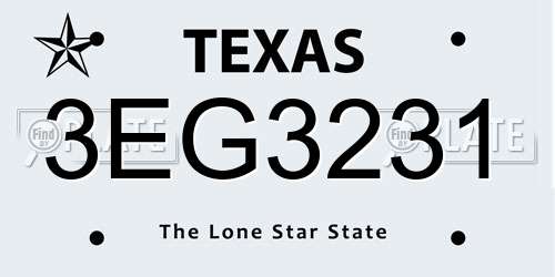 3EG3231 Texas License Plate
