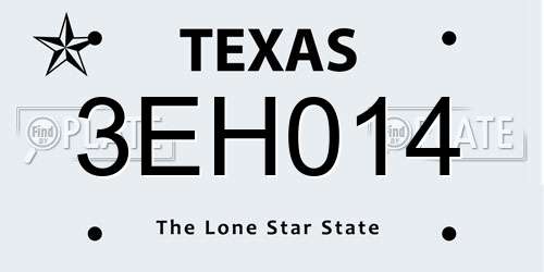 3EH014 Texas License Plate