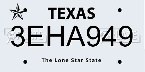 3EHA949 Texas License Plate
