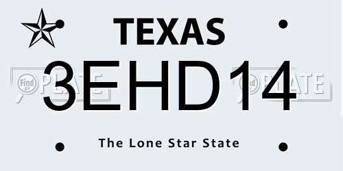 3EHD14 Texas License Plate