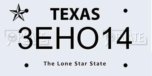 3EHO14 Texas License Plate