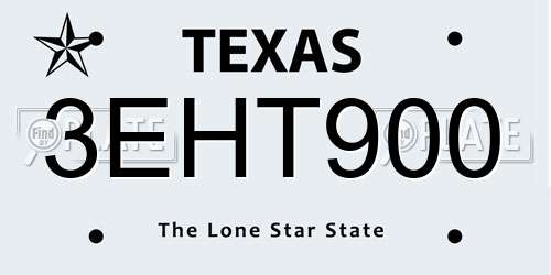 3EHT900 Texas License Plate