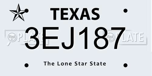 3EJ187 Texas License Plate