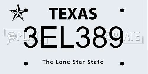 3EL389 Texas License Plate