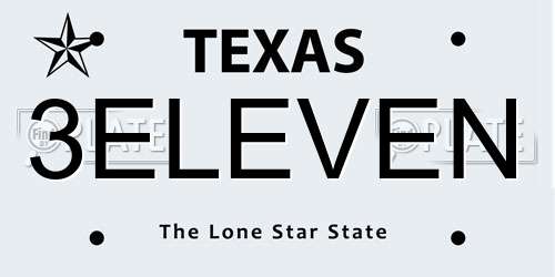 3ELEVEN Texas License Plate