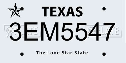 3EM5547 Texas License Plate