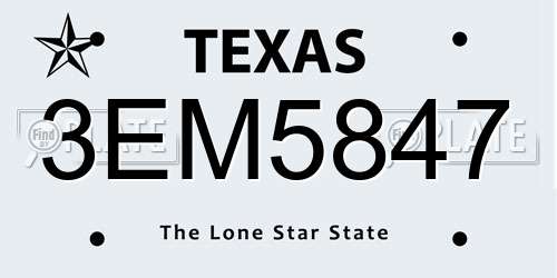 3EM5847 Texas License Plate
