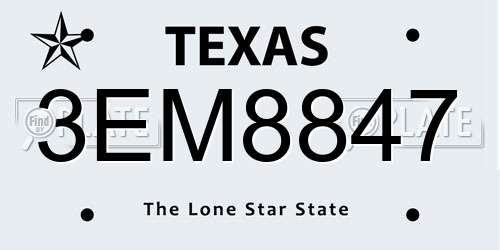 3EM8847 Texas License Plate