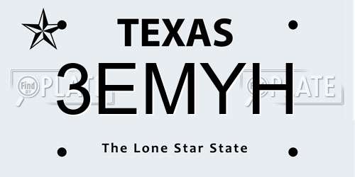 3EMYH Texas License Plate