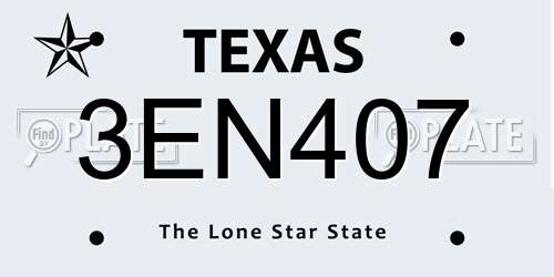 3EN407 Texas License Plate