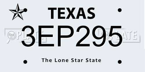 3EP295 Texas License Plate