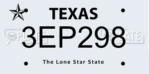 3EP298 Texas License Plate