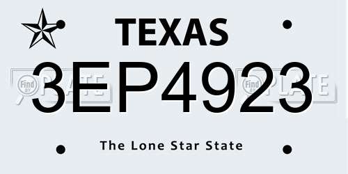 3EP4923 Texas License Plate