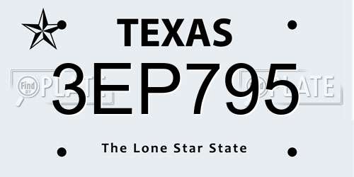 3EP795 Texas License Plate