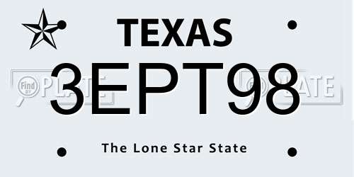 3EPT98 Texas License Plate