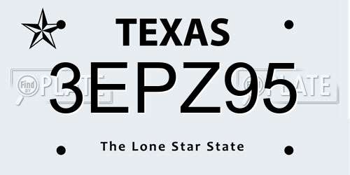 3EPZ95 Texas License Plate