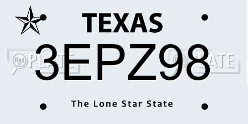 3EPZ98 Texas License Plate