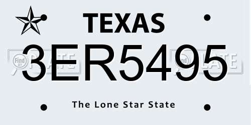 3ER5495 Texas License Plate