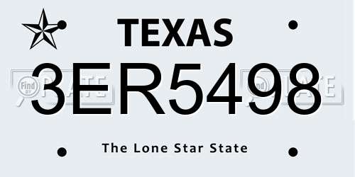 3ER5498 Texas License Plate