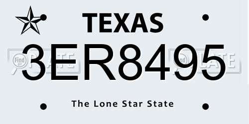 3ER8495 Texas License Plate