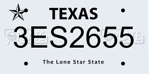 3ES2655 Texas License Plate