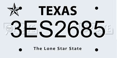 3ES2685 Texas License Plate