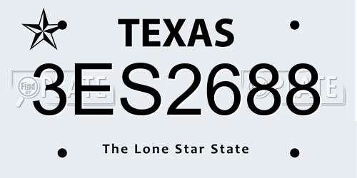 3ES2688 Texas License Plate