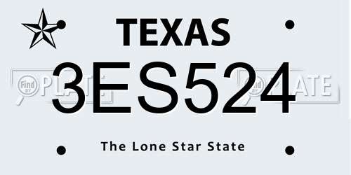 3ES524 Texas License Plate