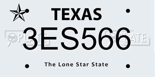 3ES566 Texas License Plate