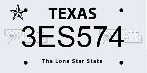 3ES574 Texas License Plate
